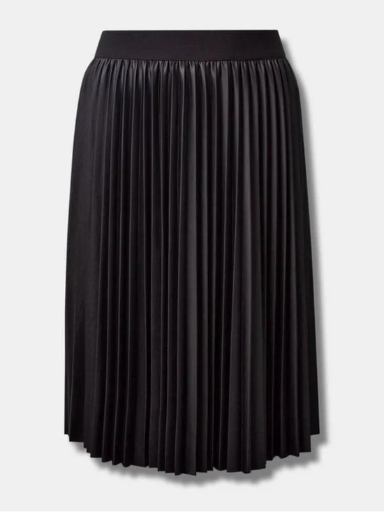 NWT Torrid Midi PU Pleated Skirt in Deep Black Size 3 3X NEW - Picture 3 of 9